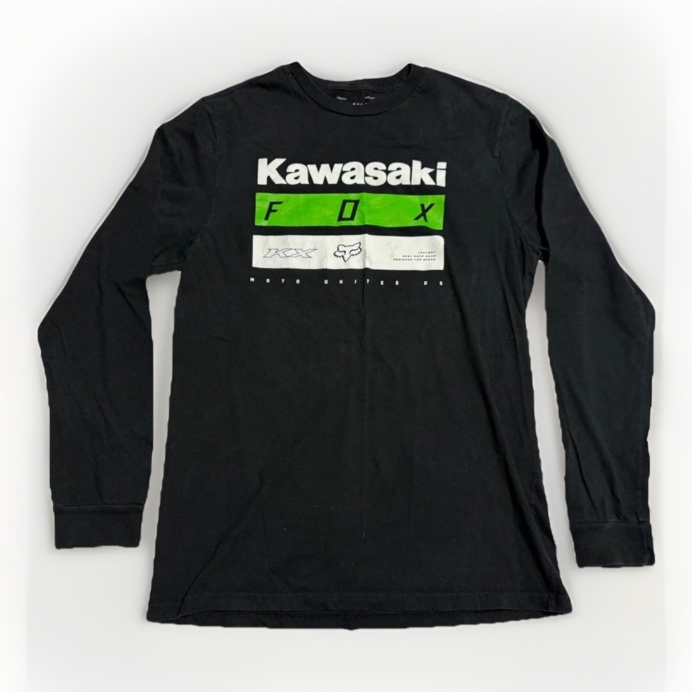 Fox Racing Kawasaki Long Sleeve T Shirt Men L Black Moto KX‎ Collab
